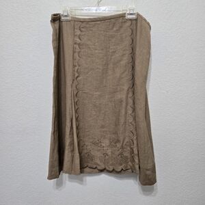 NWT J Jill Brown Linen Skirt Size 12